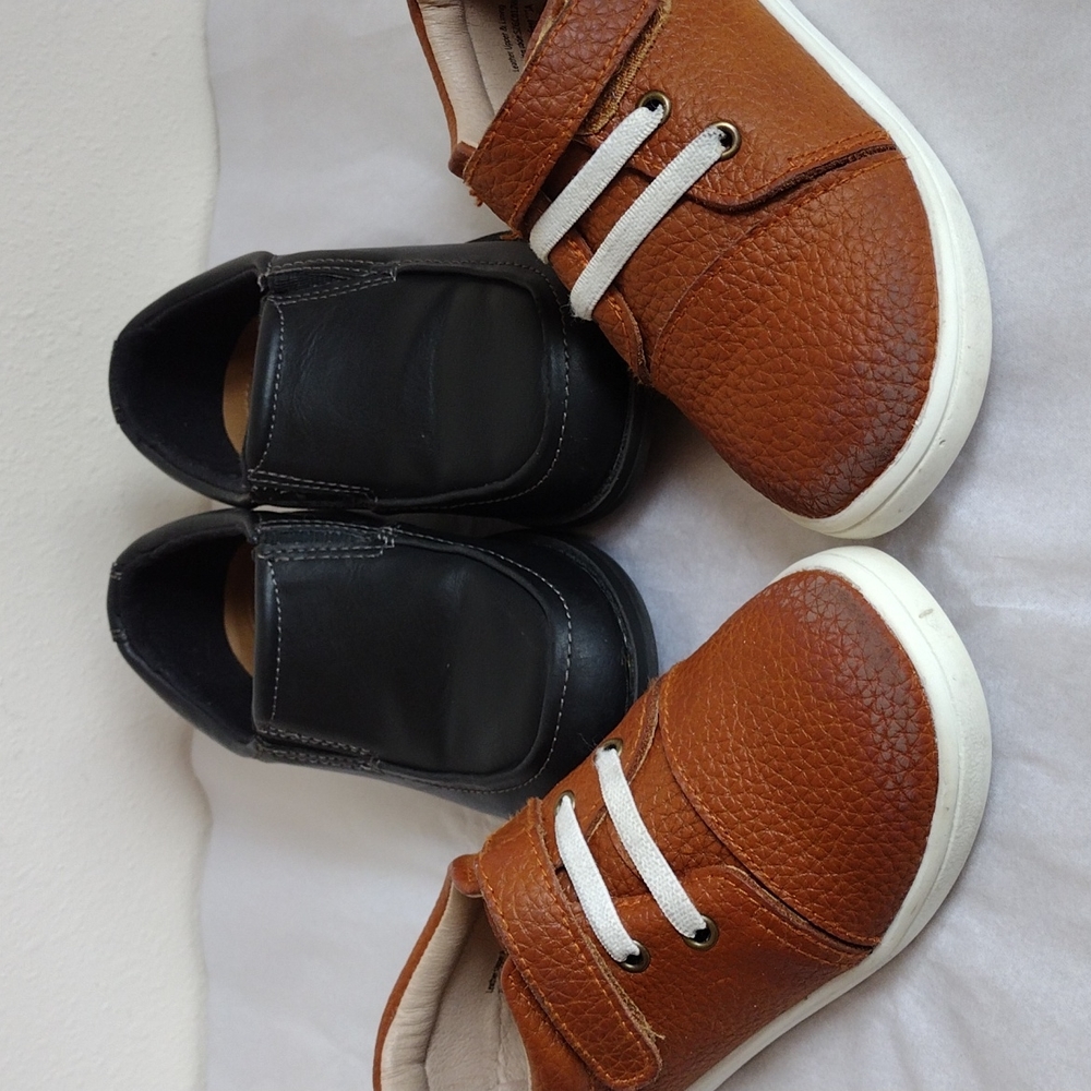 For 3- 4 year olBlack Loafers Size 10 & Tan Monkey Feet Shoes (3 - 4 year old)